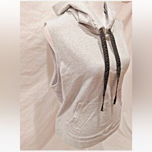 Michael Kors ML Logo Gray Sleeveless Hoodie Top